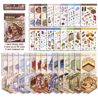 [Vintage House] 15-in-1 Isometric Scene Sticker Book
