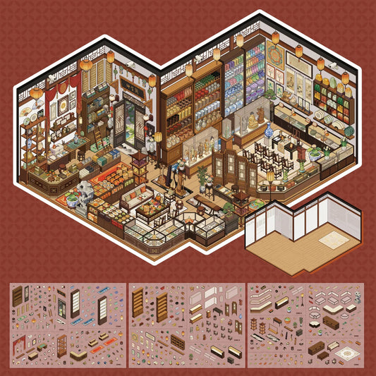 [Chinese Antique Shop] XL Series Isometric Scene Stickers