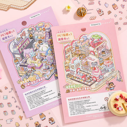 [Teddy Factory] Isometric Miniature Scene Stickers - Cozy Sticker Room