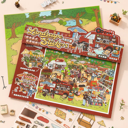 [Retro Park Market] XL Series Isometric Scene Stickers