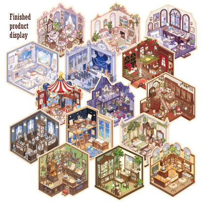 [Vintage House] 15-in-1 Isometric Scene Sticker Book