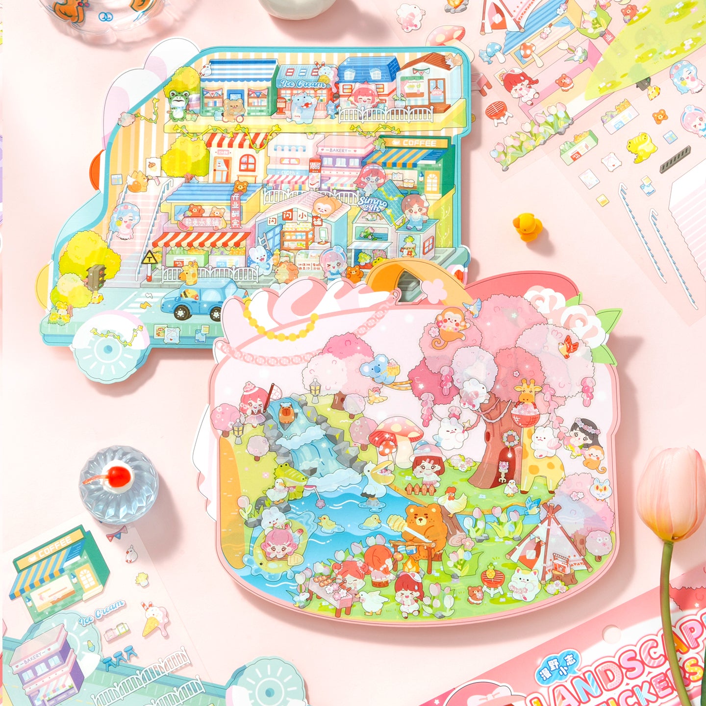 [Wildfield Chronicles] XL Series Isometric Scene Stickers - Cozy Sticker Room