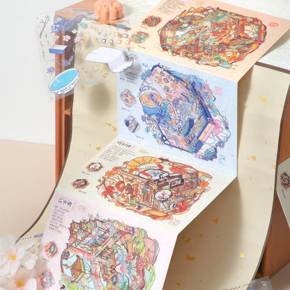 [Chinese Heritage] 4-in-1 Miniature Isometric Scene Sticker Set