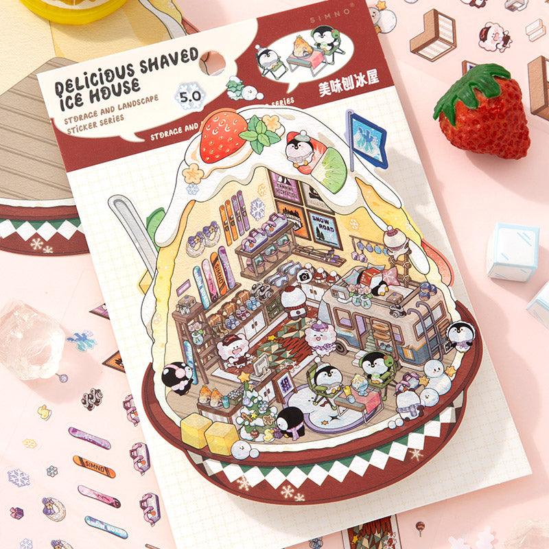 [Shaved Ice House] Isometric Miniature Scene Stickers - Cozy Sticker Room