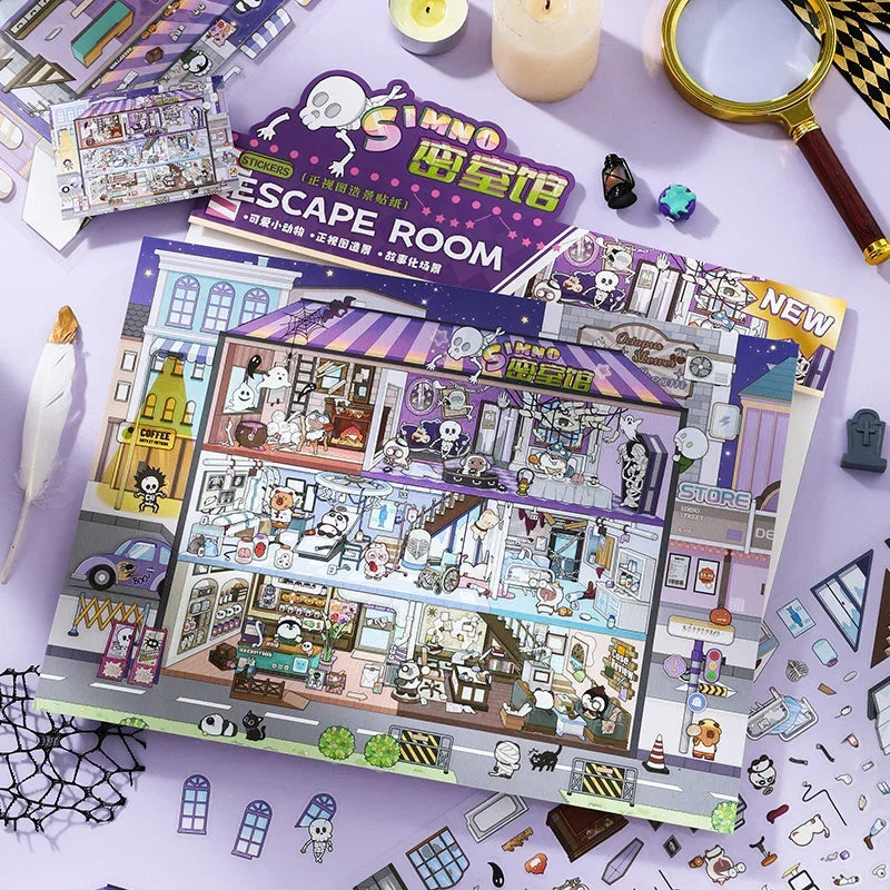 [Escape Room] Front-View XL Scene Stickers – Cozy Sticker Room