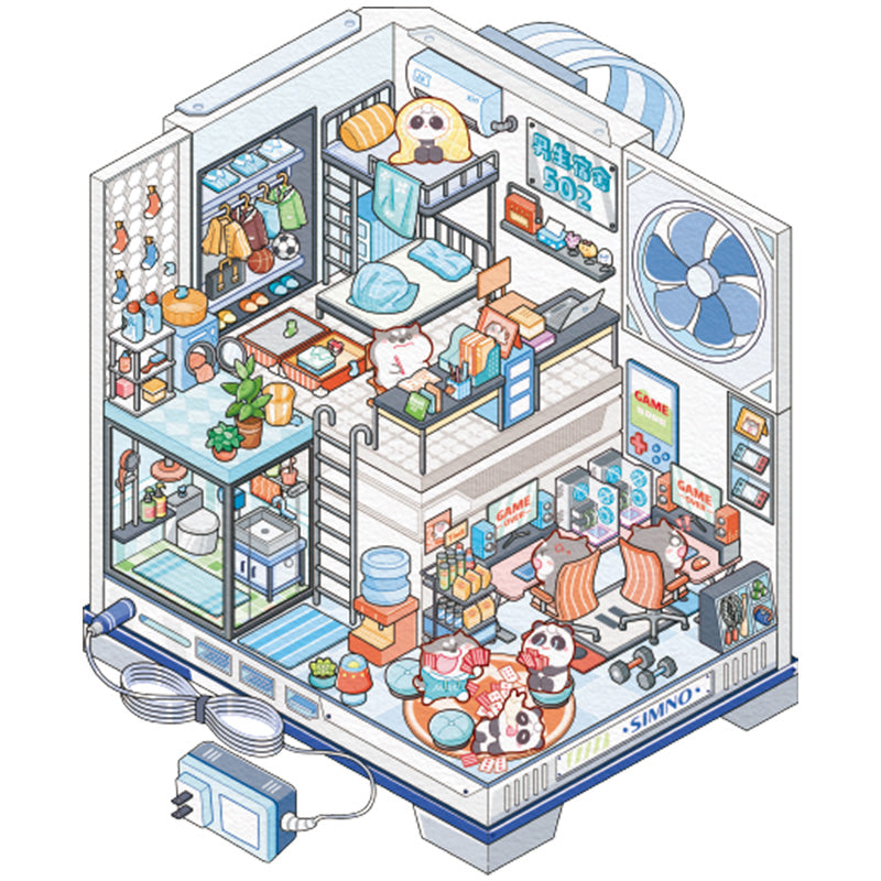 [Blue Dormitory] Isometric Miniature Scene Stickers - Cozy Sticker Room