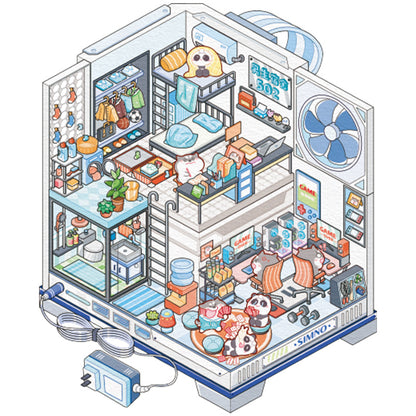 [Blue Dormitory] Isometric Miniature Scene Stickers - Cozy Sticker Room
