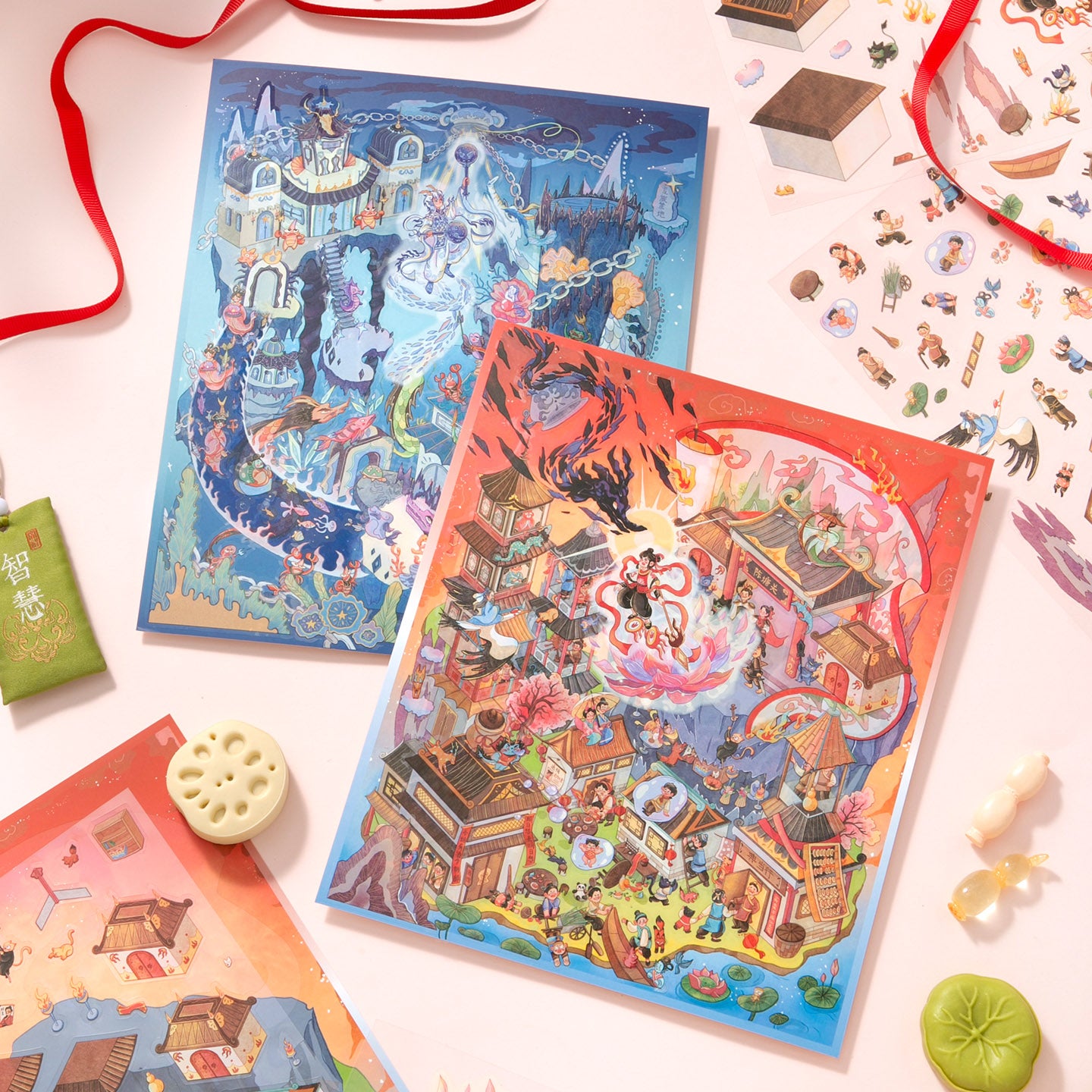 [Aobing - Chinese Mythology] XL Series Scene Stickers - Cozy Sticker Room