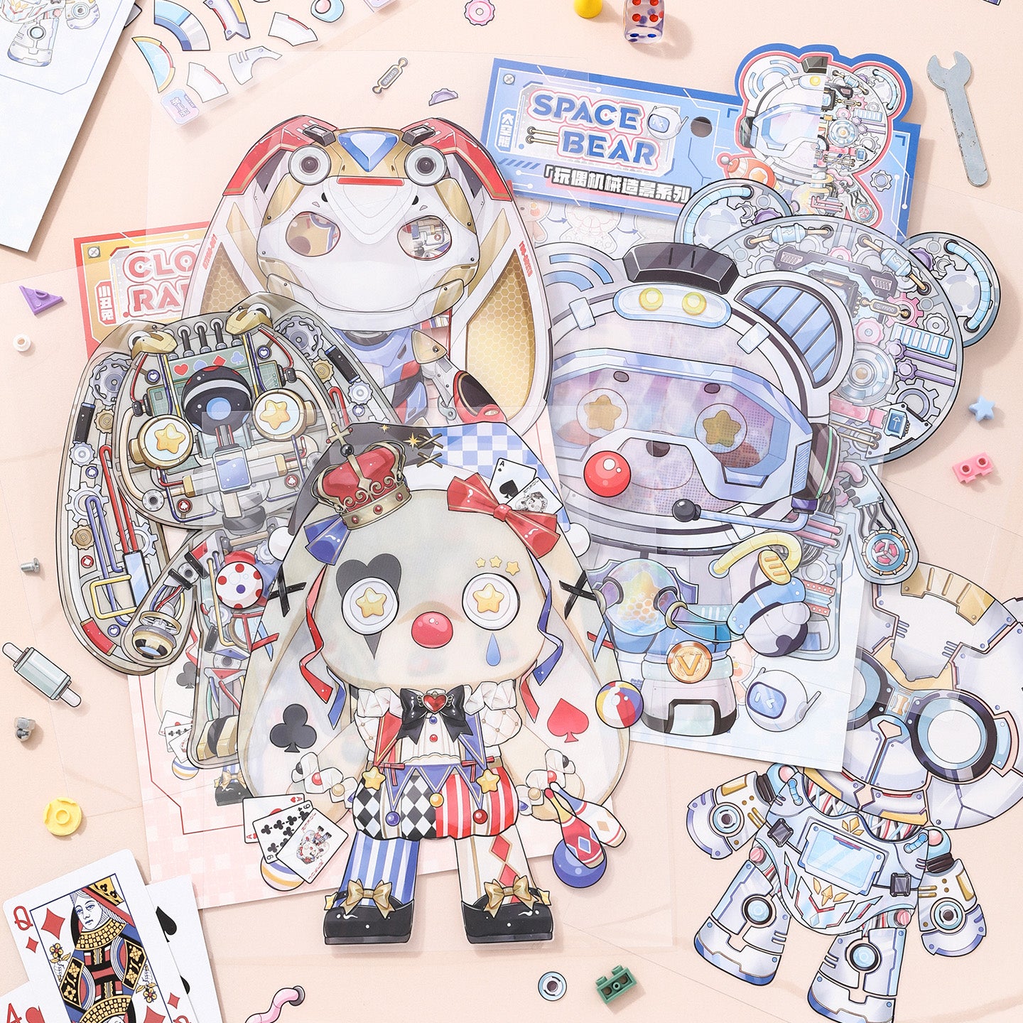 [Clown Rabbit] 3-Layer Clockwork XL Scene Stickers