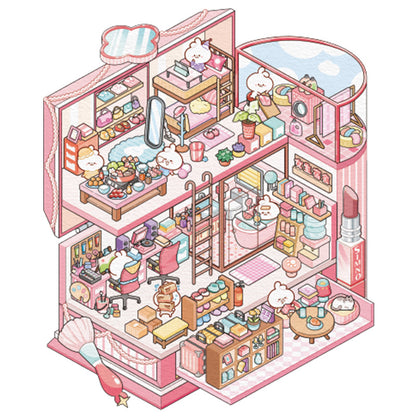 [Pink Dormitory] Isometric Miniature Scene Stickers - Cozy Sticker Room