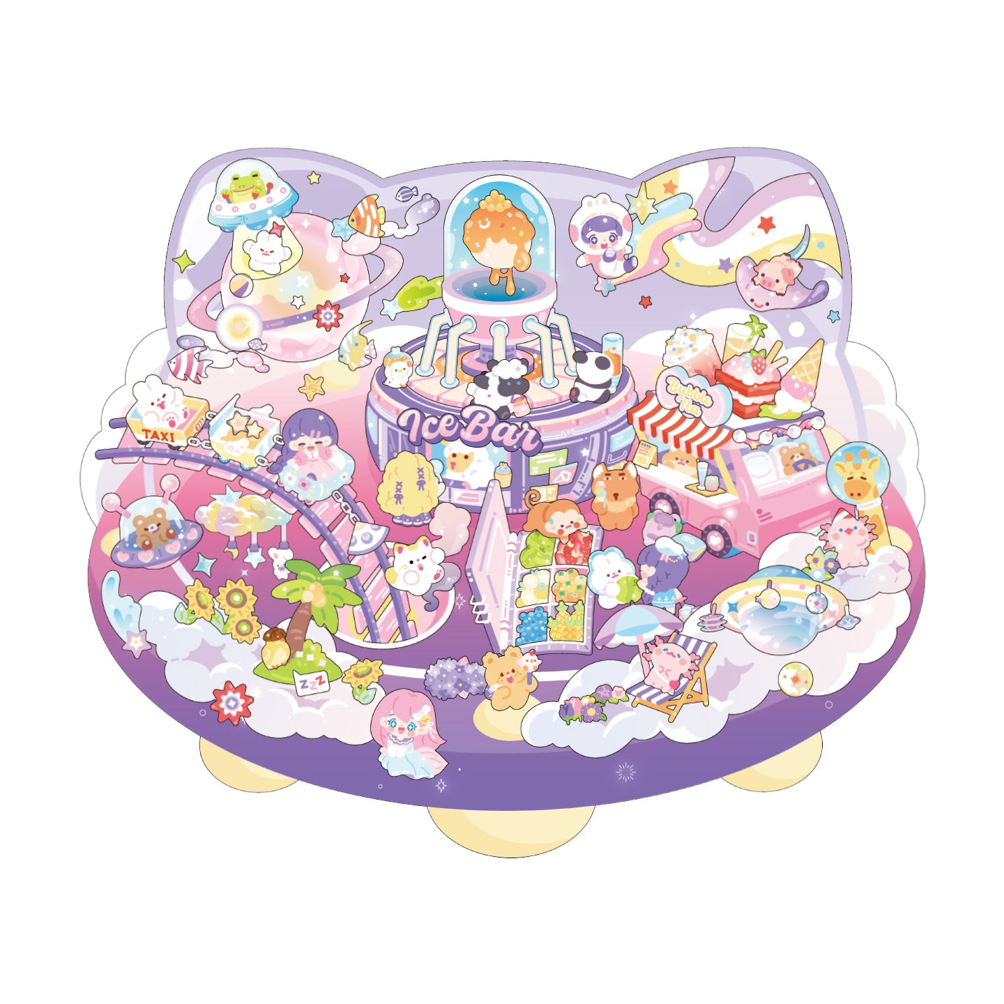 [Space Travel] XL Series Isometric Scene Stickers - Cozy Sticker Room