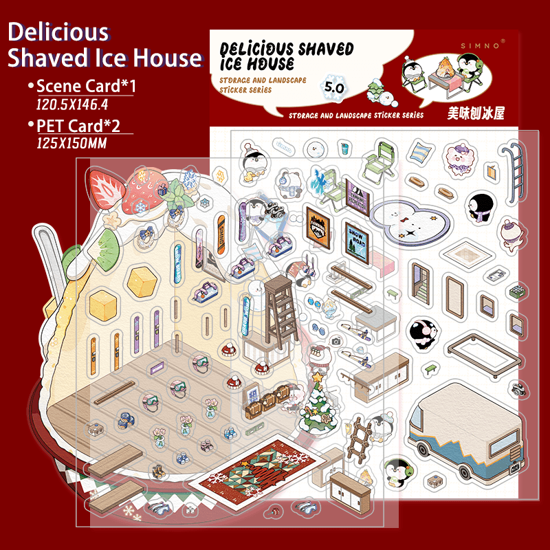 [Shaved Ice House] Isometric Miniature Scene Stickers - Cozy Sticker Room