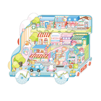 [Happy Town] XL Series Isometric Scene Stickers - Cozy Sticker Room