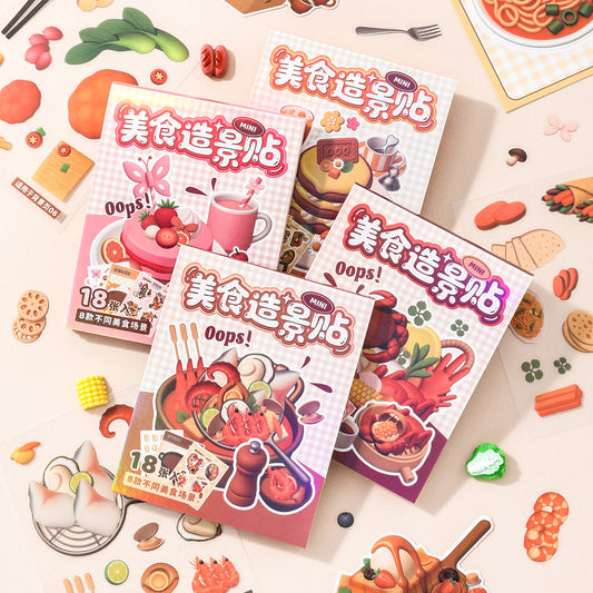 Mini Food Series - 8-in-1 Pocket Scene Sticker Book [Choose from 4 themes]