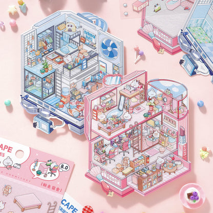 [Pink Dormitory] Isometric Miniature Scene Stickers - Cozy Sticker Room