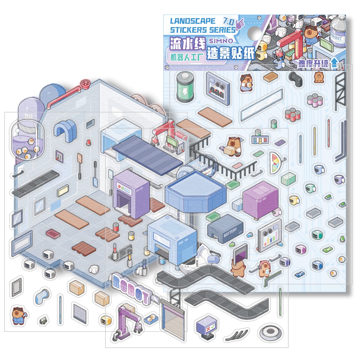[Robot Factory] Isometric Miniature Scene Stickers - Cozy Sticker Room
