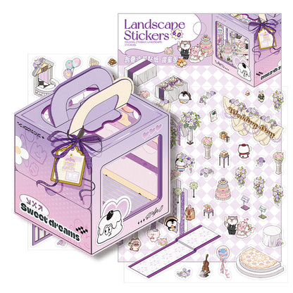 [Cake Box] Isometric Miniature Sticker Scene Card - Cozy Sticker Room