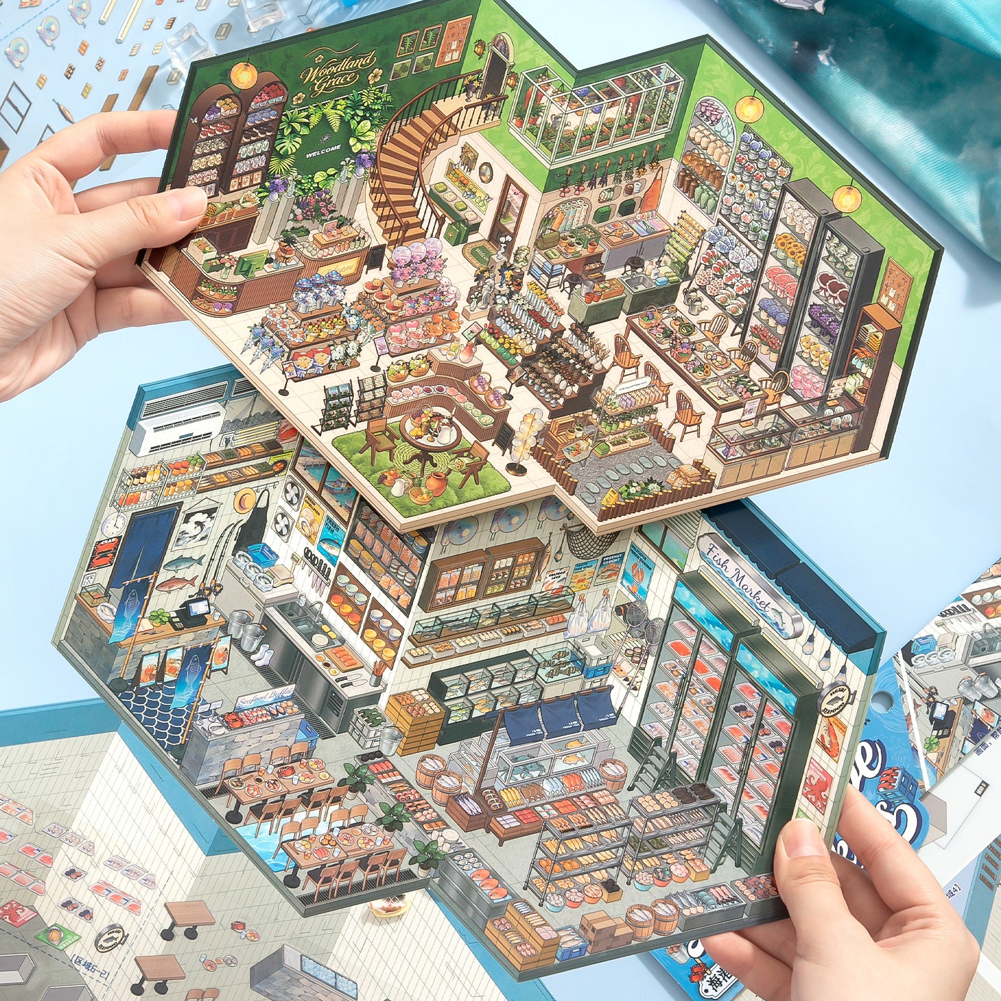 [Fish Market] XL Series Isometric Scene Stickers