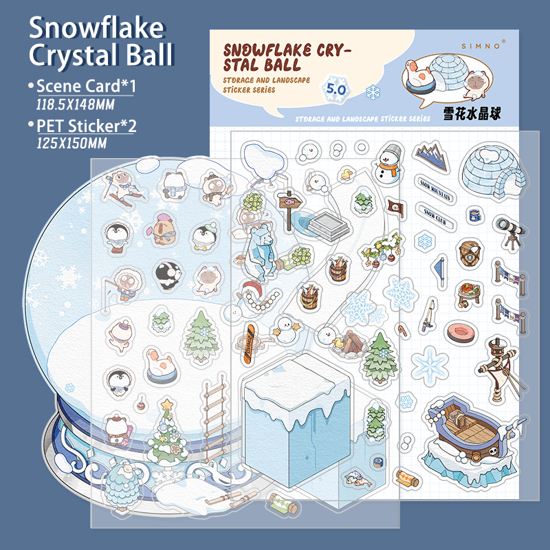 [Snow Globe] Isometric Miniature Scene Stickers - Cozy Sticker Room