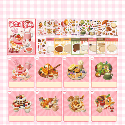 Mini Food Series - 8-in-1 Pocket Scene Sticker Book [Choose from 4 themes]