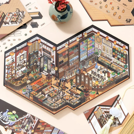 [Chinese Antique Shop] XL Series Isometric Scene Stickers