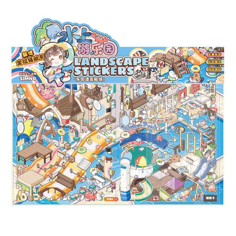 [Water Park] XL Series Isometric Scene Stickers