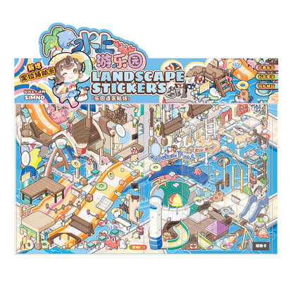 [Water Park] XL Series Isometric Scene Stickers