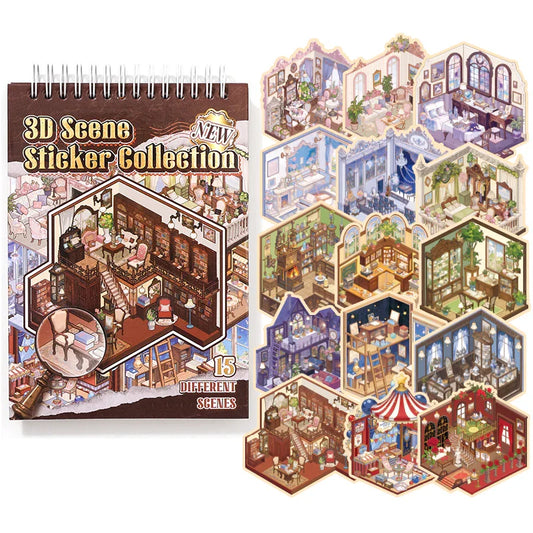 [Vintage House] 15-in-1 Isometric Scene Sticker Book