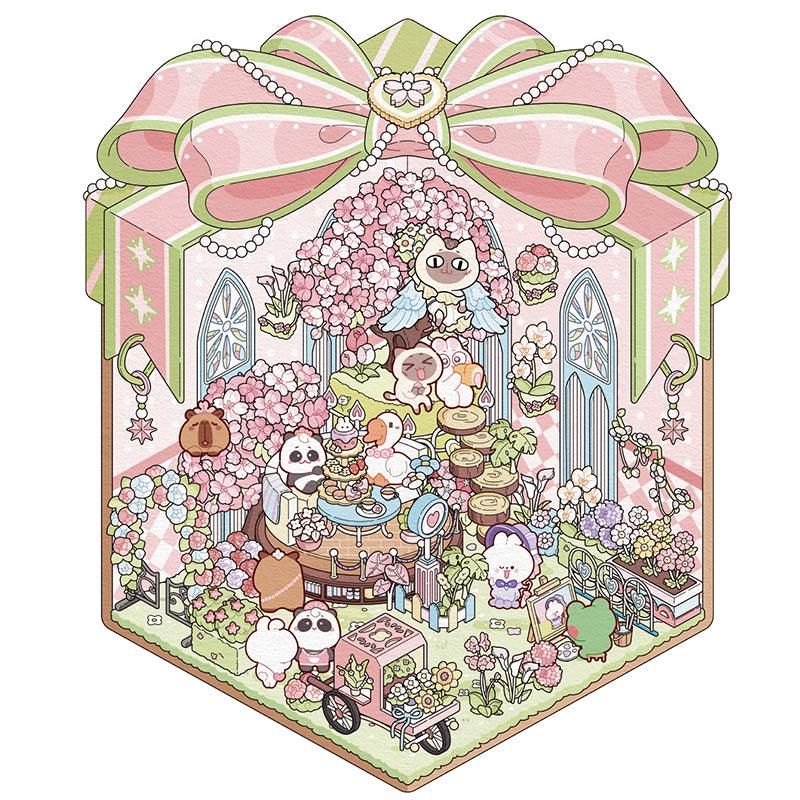 [Flower Gift Box] Isometric Miniature Scene Stickers - Cozy Sticker Room