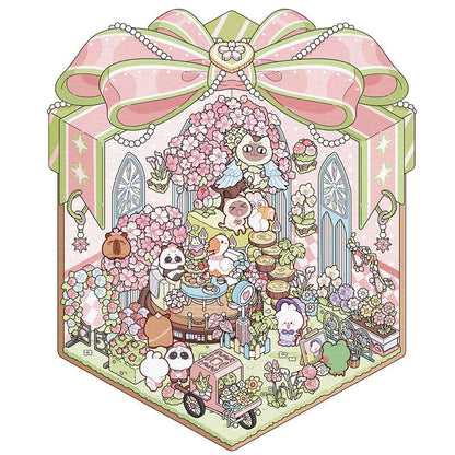 [Flower Gift Box] Isometric Miniature Scene Stickers - Cozy Sticker Room
