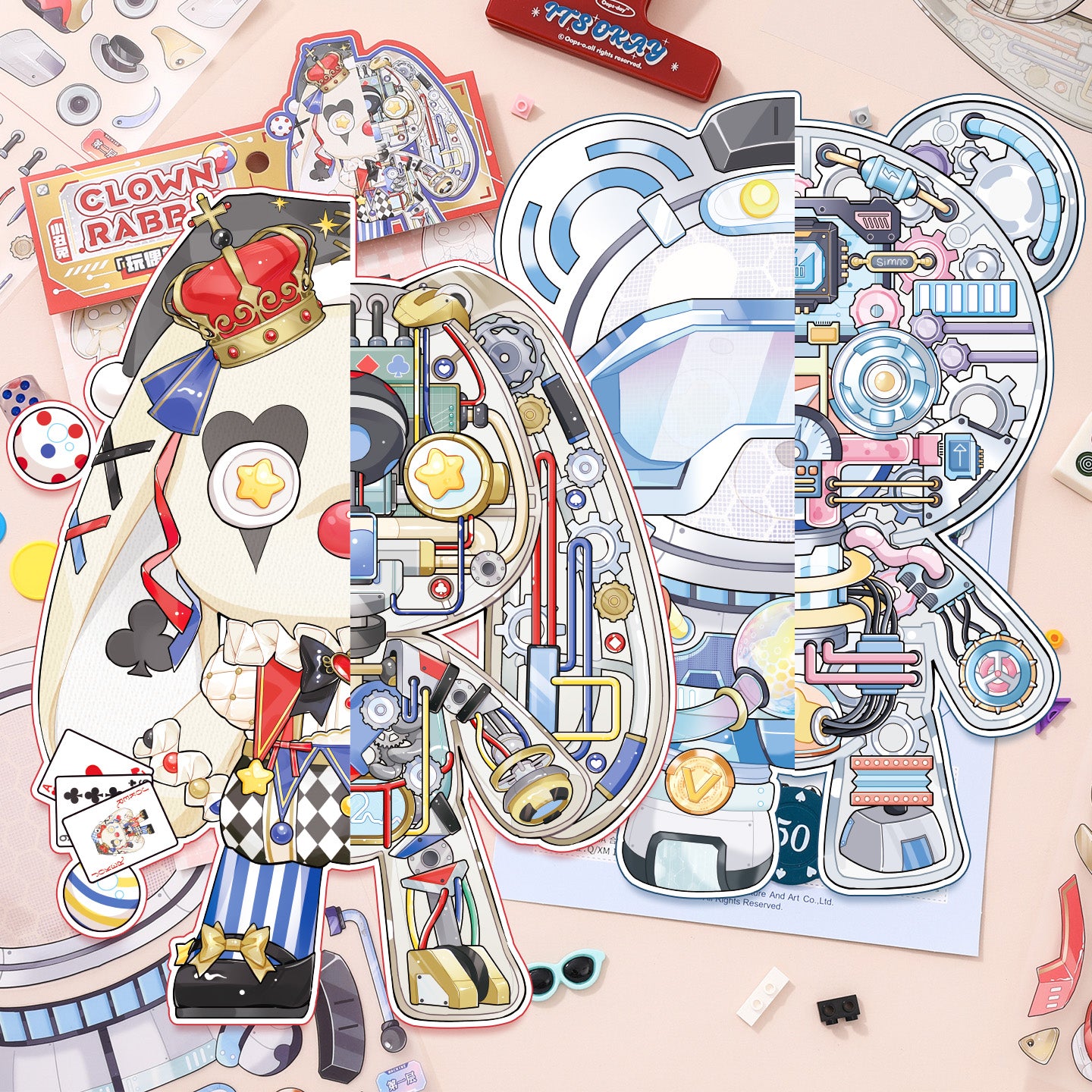 [Space Bear] 3-Layer Clockwork XL Scene Stickers