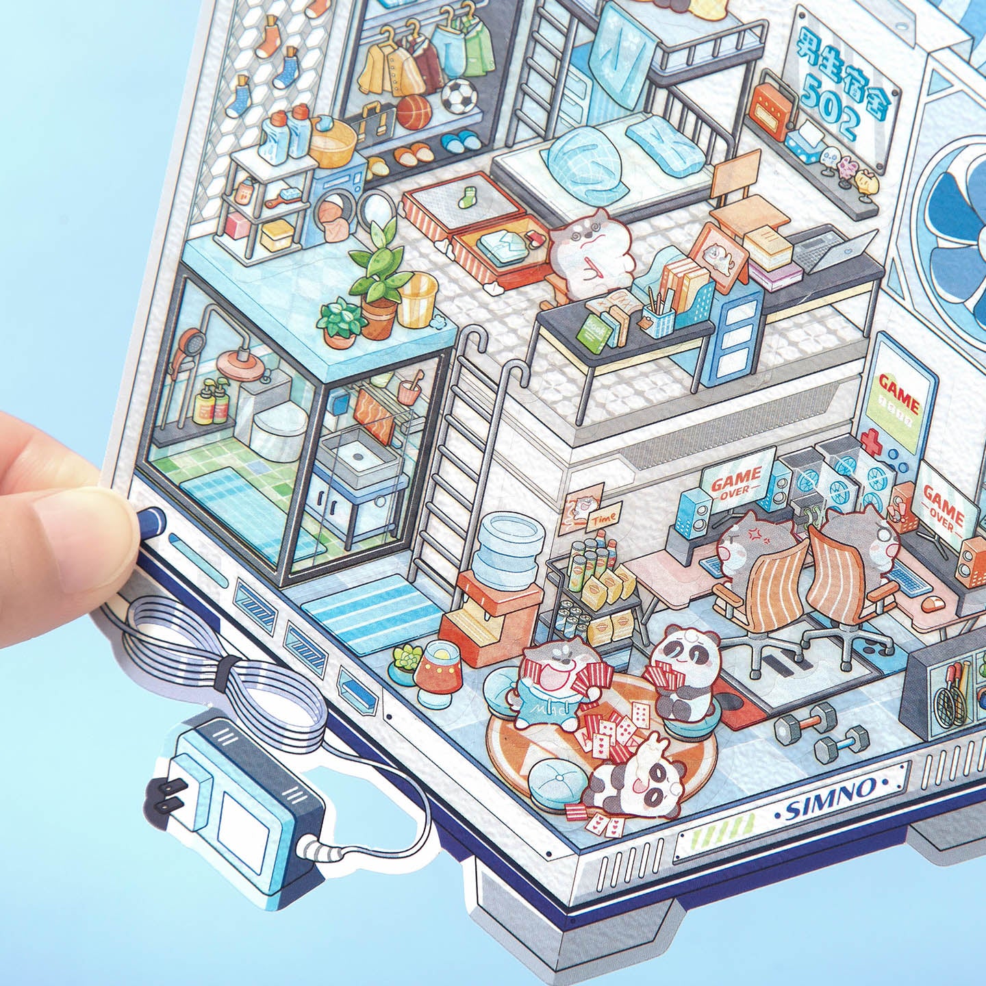 [Blue Dormitory] Isometric Miniature Scene Stickers - Cozy Sticker Room