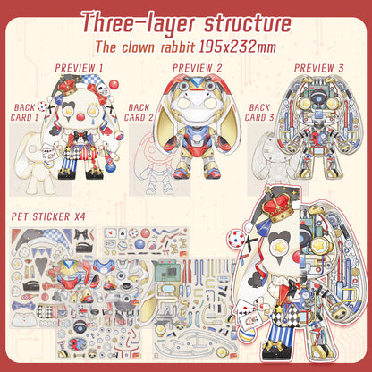 [Clown Rabbit] 3-Layer Clockwork XL Scene Stickers
