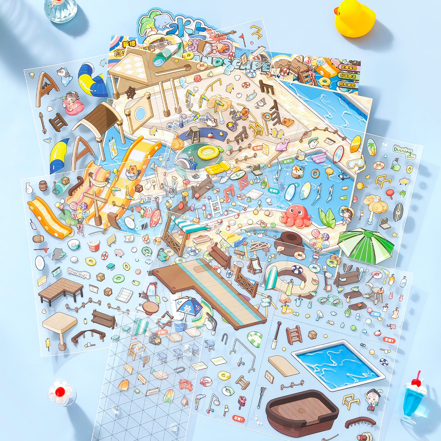 [Water Park] XL Series Isometric Scene Stickers