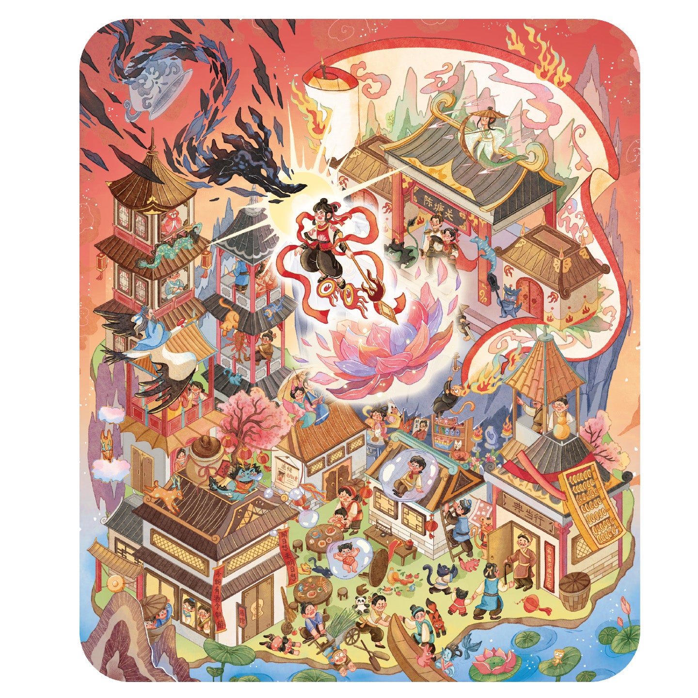 [Nezha - Chinese Mythology] XL Series Scene Stickers - Cozy Sticker Room
