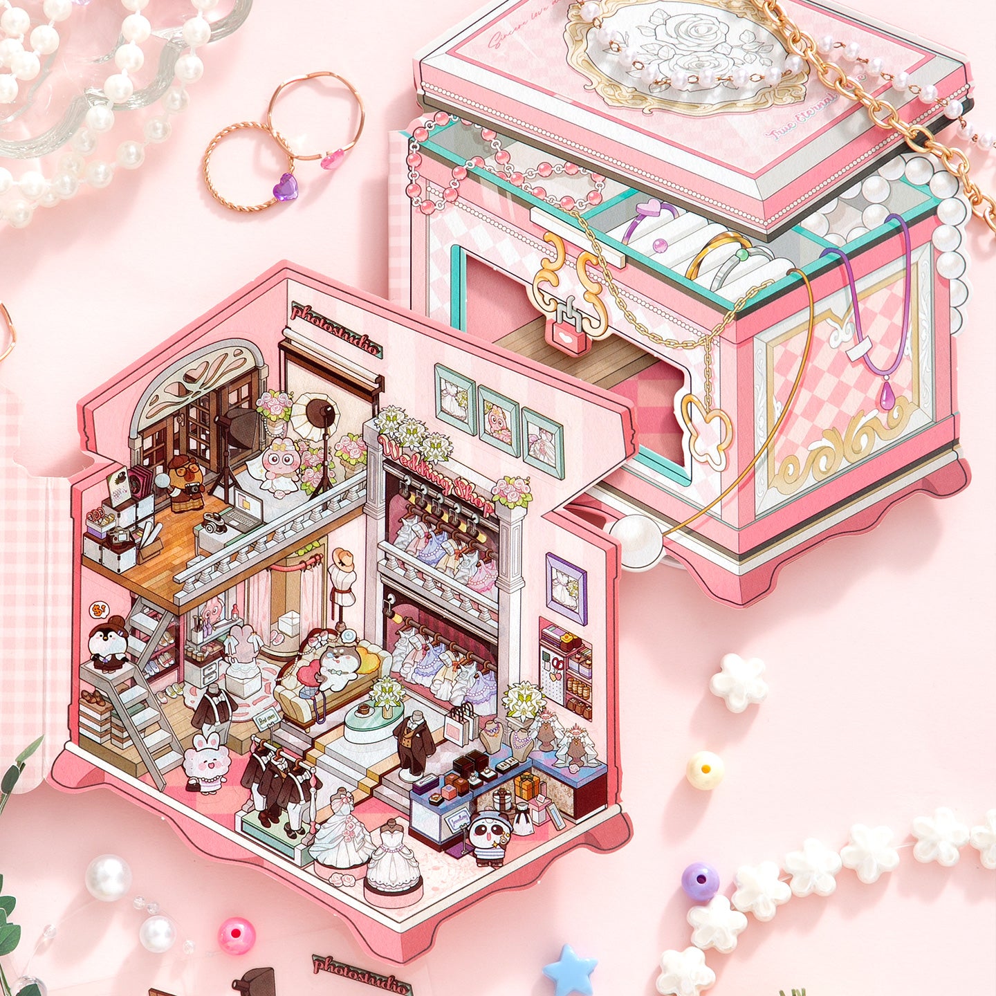 [Jewellery Box] Isometric Miniature Sticker Scene Card - Cozy Sticker Room