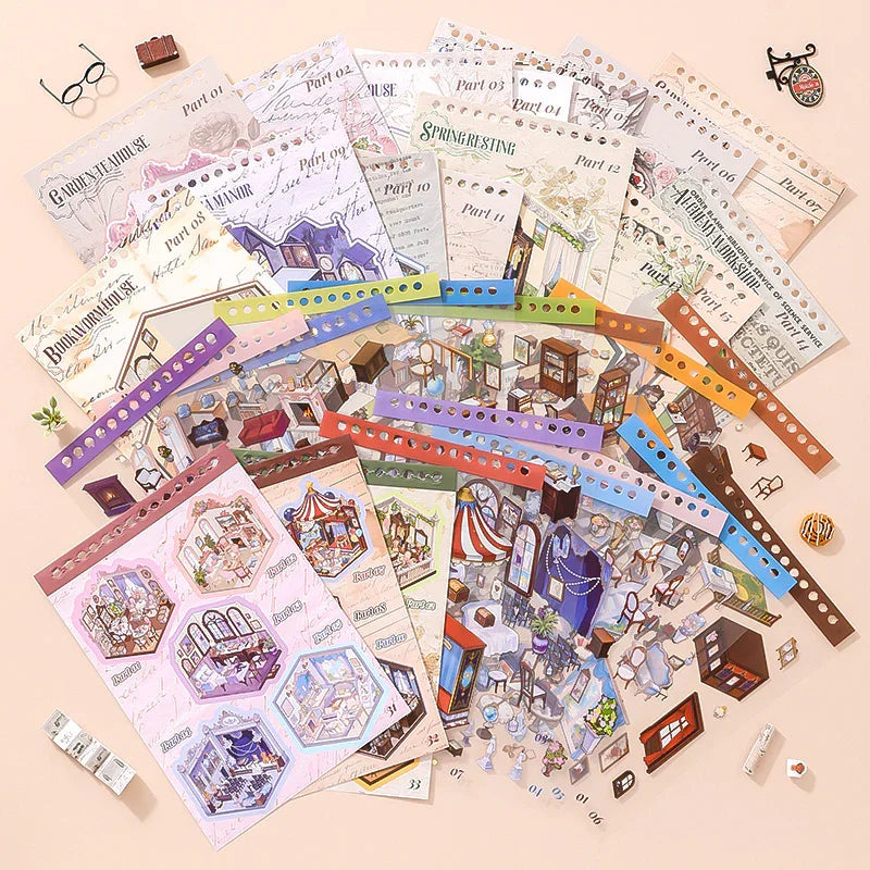 [Vintage House] 15-in-1 Isometric Scene Sticker Book