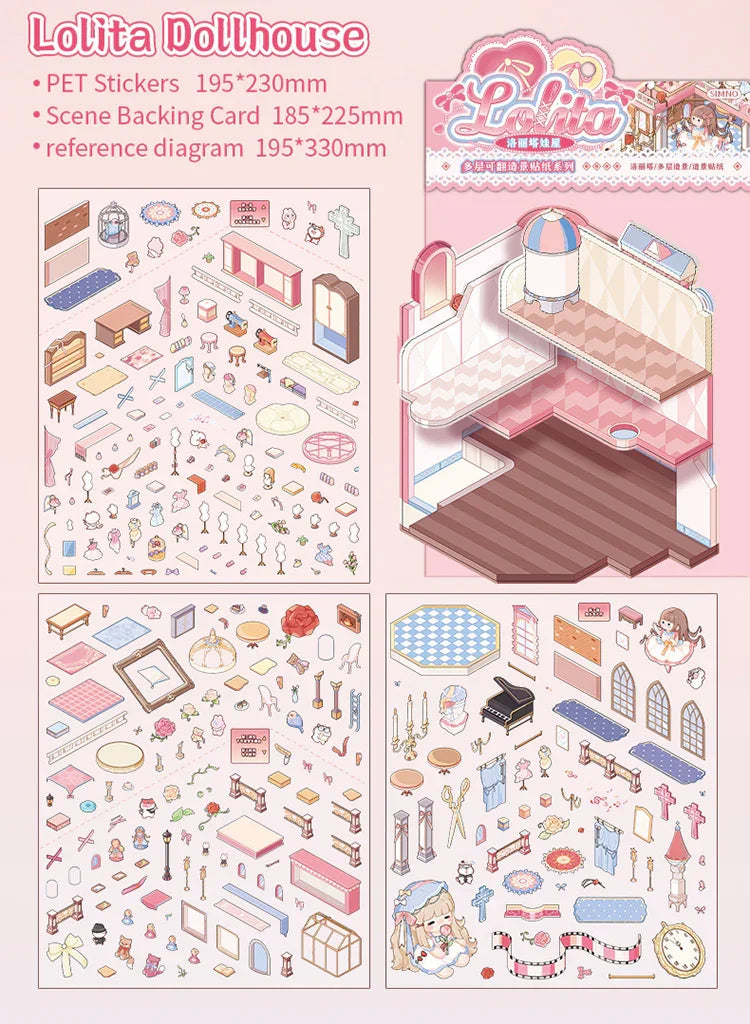 [Lolita Doll House] XL Folding Multi-Layer Scene Stickers
