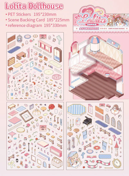[Lolita Doll House] XL Folding Multi-Layer Scene Stickers