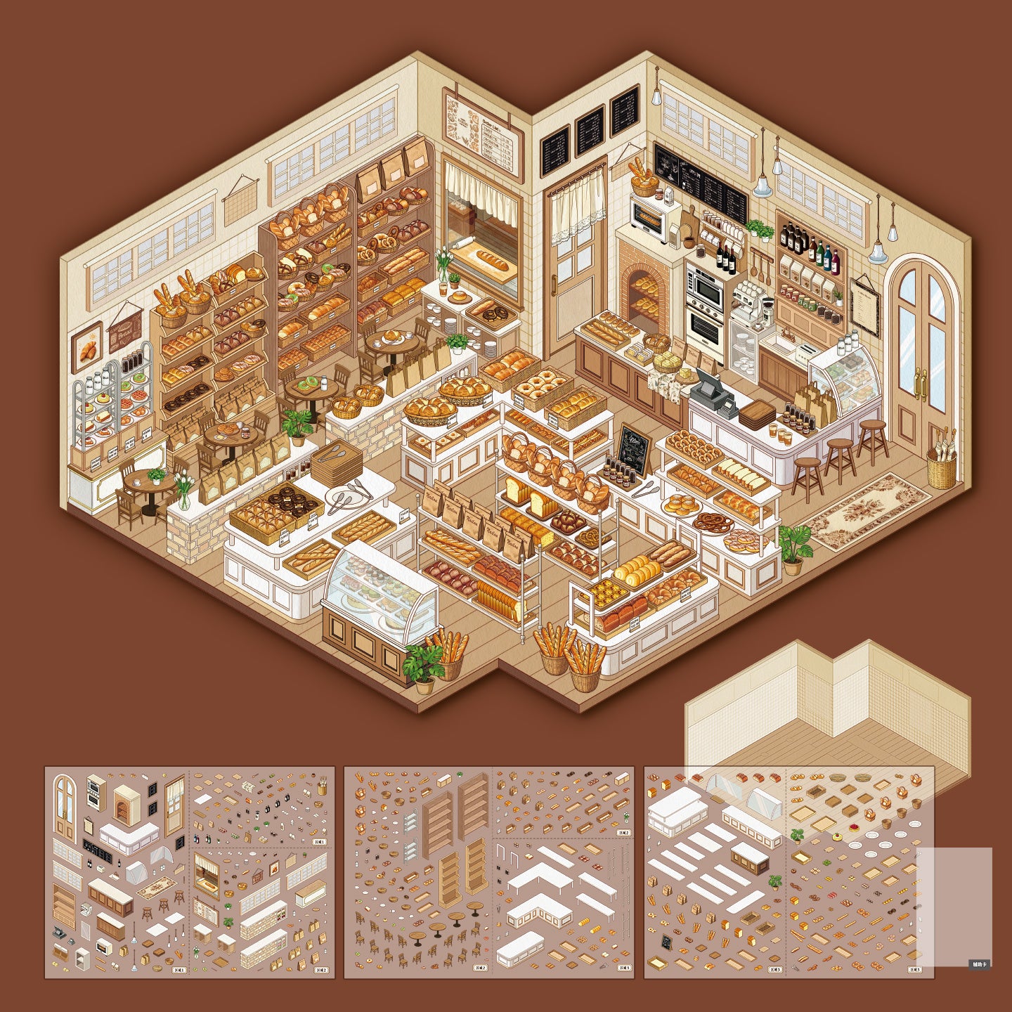 [Golden Bakehouse] XL Series Isometric Scene Stickers