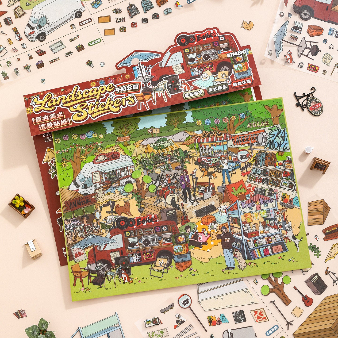 [Retro Park Market] XL Series Isometric Scene Stickers