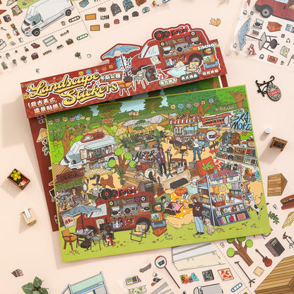 [Retro Park Market] XL Series Isometric Scene Stickers