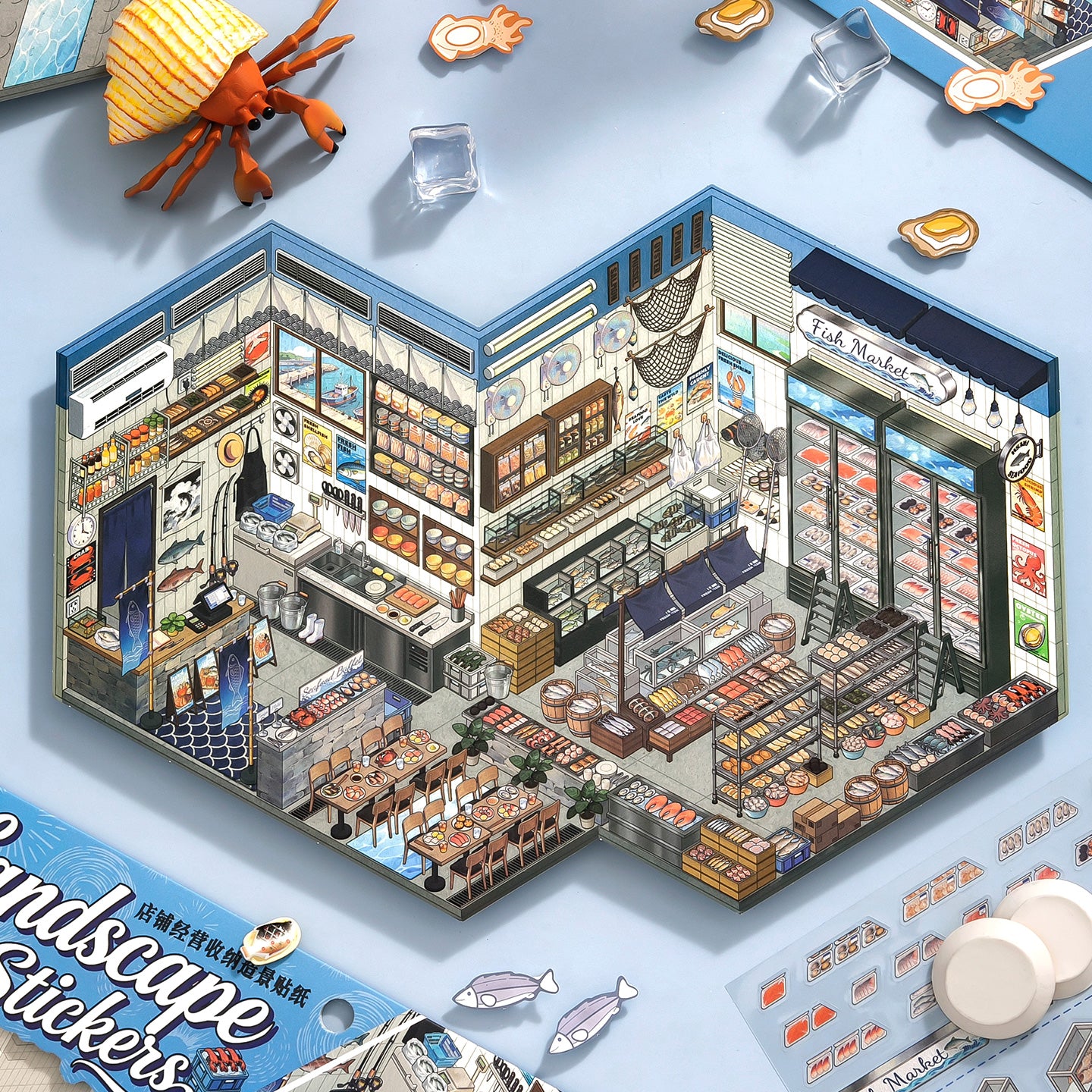 [Fish Market] XL Series Isometric Scene Stickers