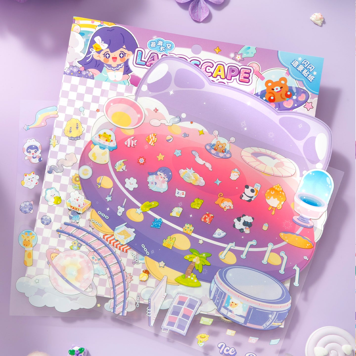 [Space Travel] XL Series Isometric Scene Stickers - Cozy Sticker Room