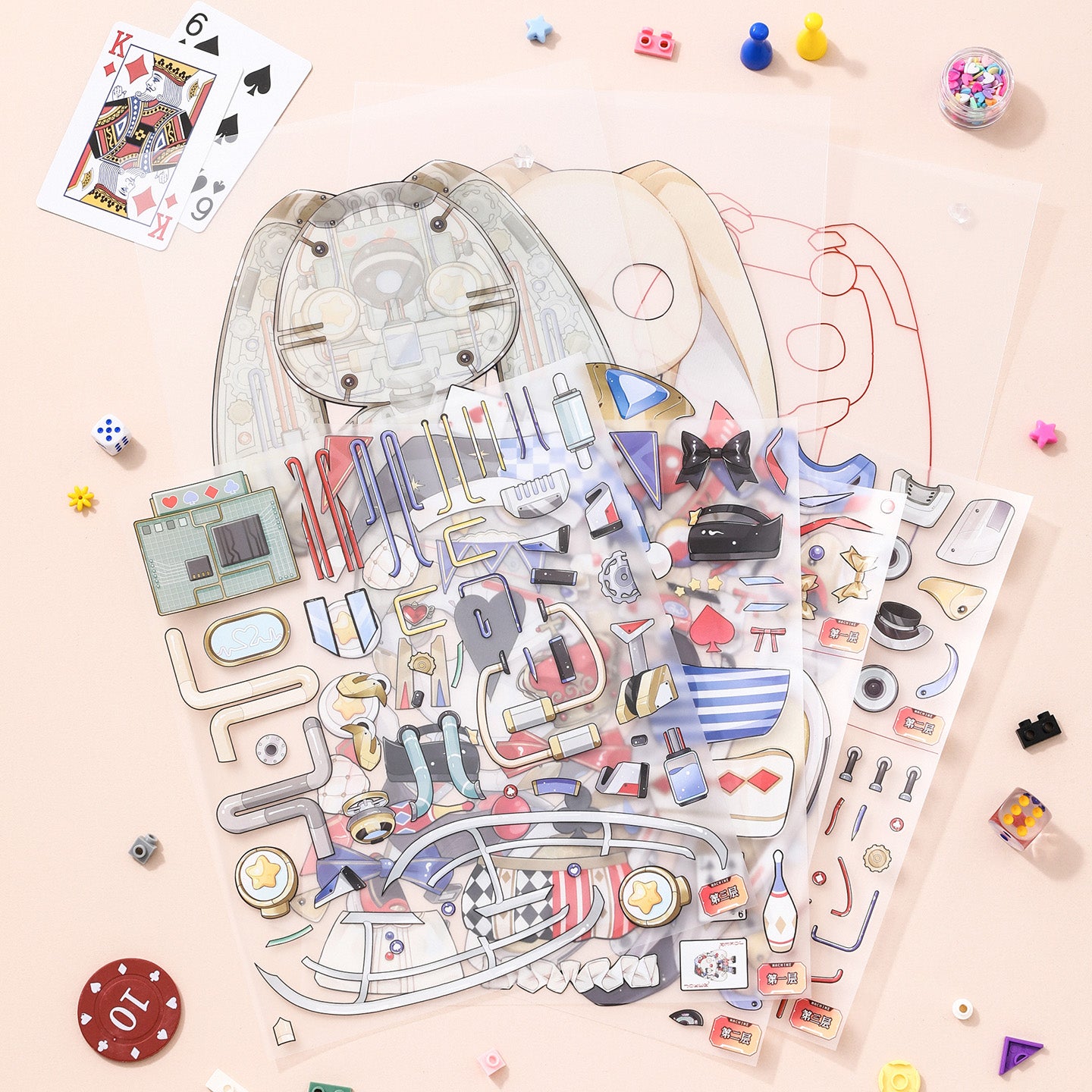 [Clown Rabbit] 3-Layer Clockwork XL Scene Stickers