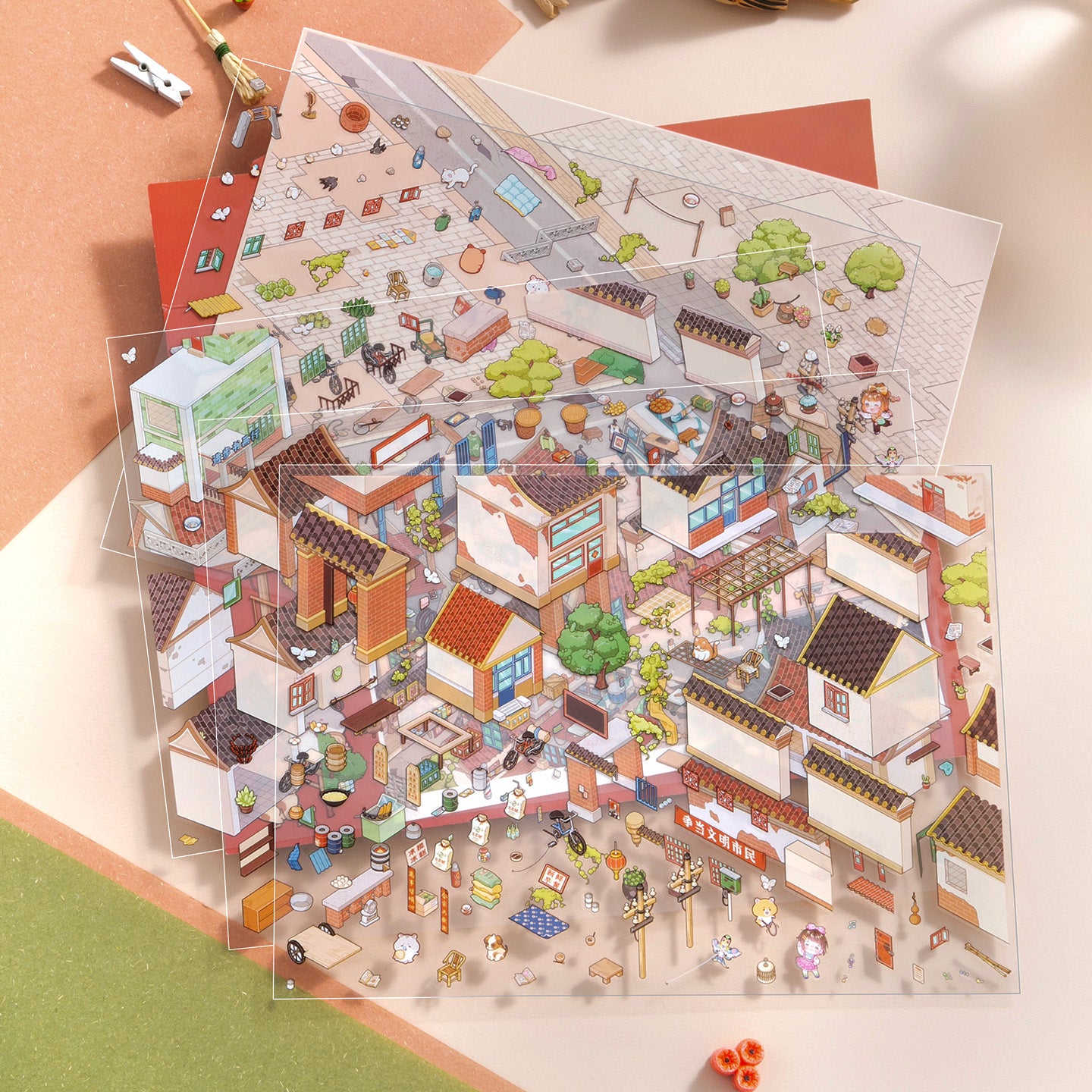 [Hutong Alley] XL Series Isometric Scene Stickers