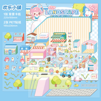 [Happy Town] XL Series Isometric Scene Stickers - Cozy Sticker Room