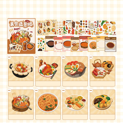 Mini Food Series - 8-in-1 Pocket Scene Sticker Book [Choose from 4 themes]
