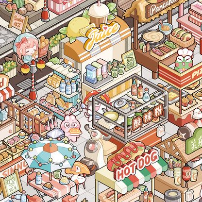 [Street Food Alley] XL Series Isometric Scene Stickers