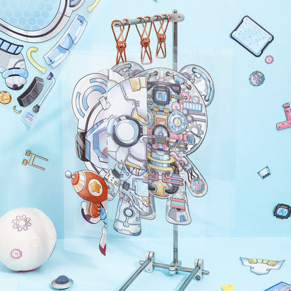 [Space Bear] 3-Layer Clockwork XL Scene Stickers